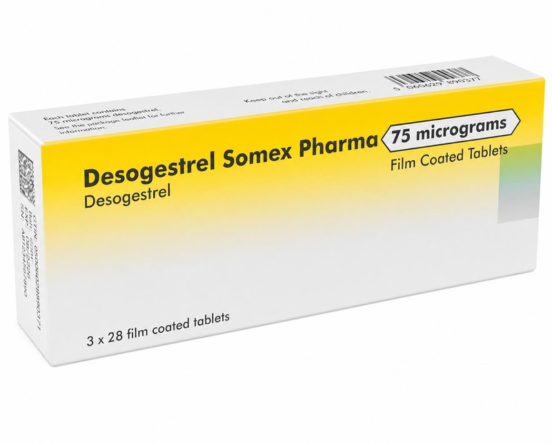 Desogestrel contraceptive pill pack illustration
