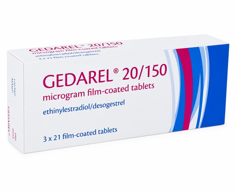 Gedarel contraceptive pill pack illustration