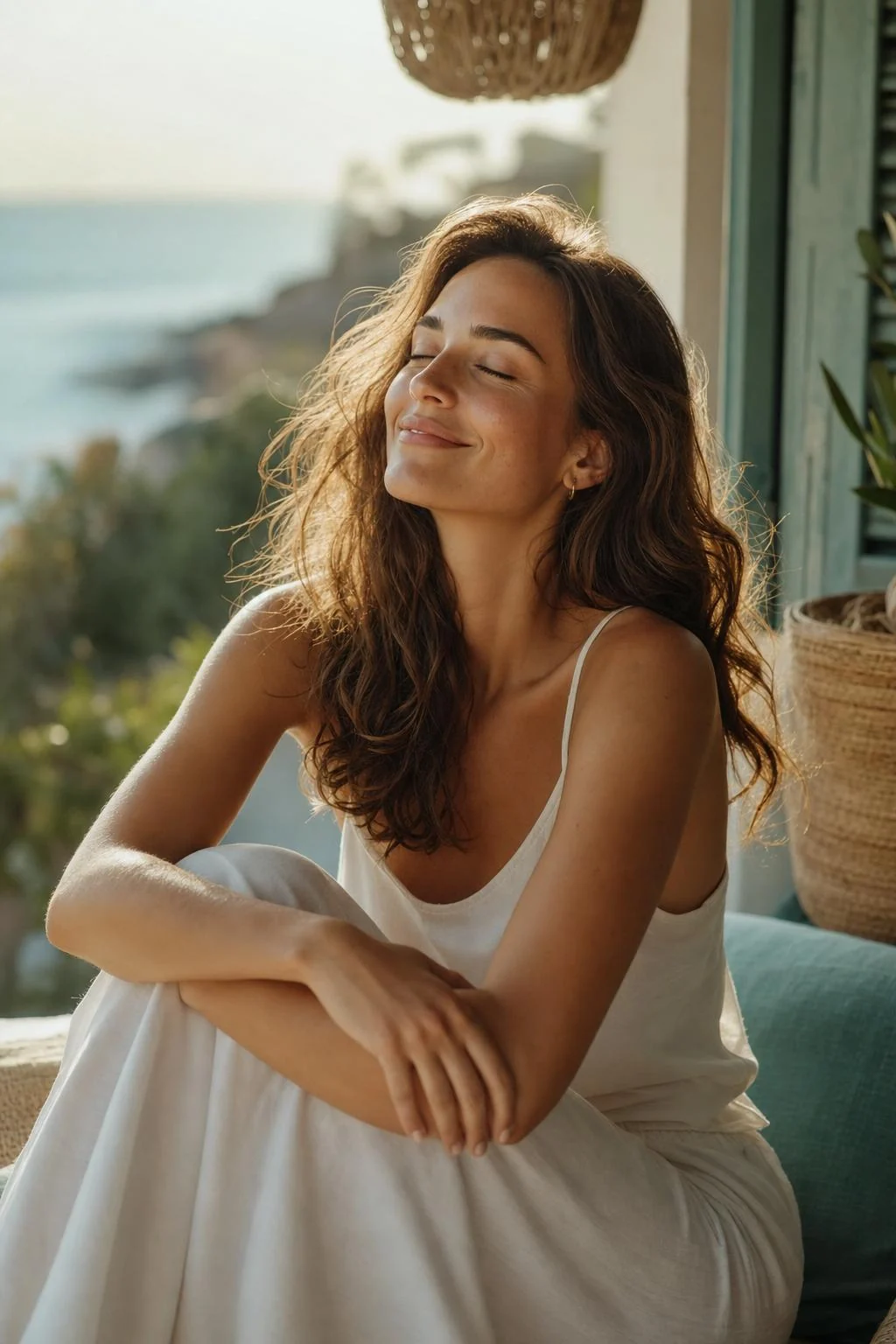 Woman relaxed and confident on holiday