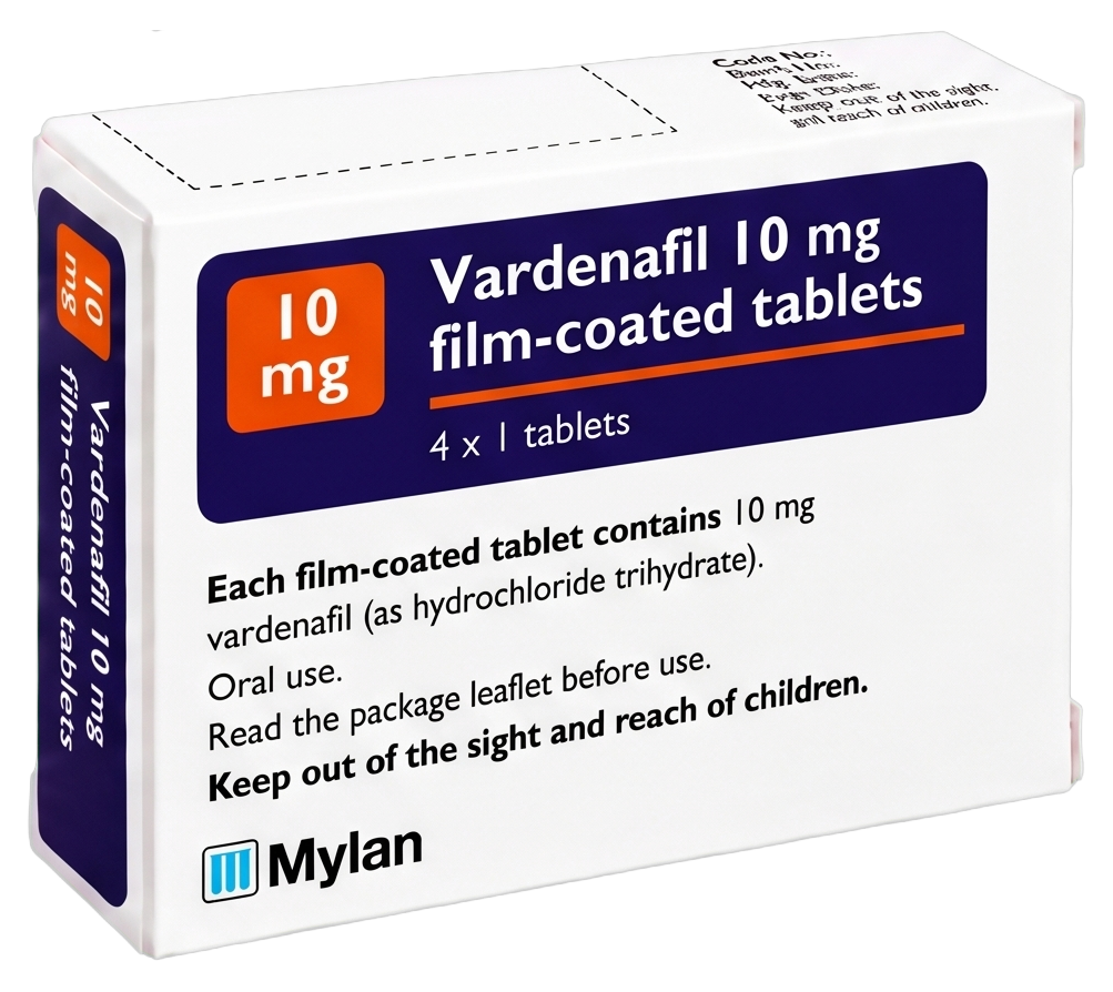 Generic vardenafil 10 mg film-coated tablets pack