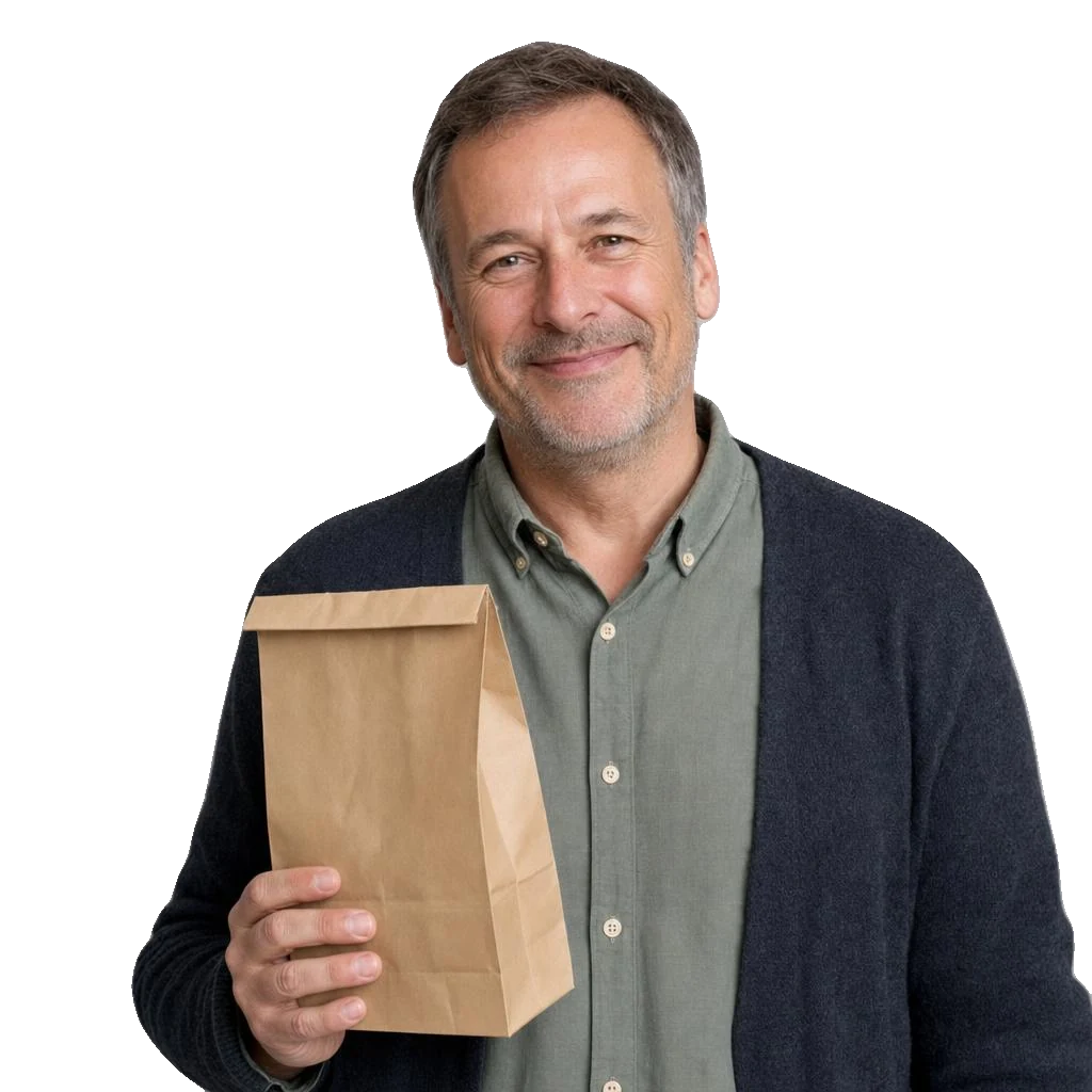 Patient with prescription bag — free NHS prescription delivery