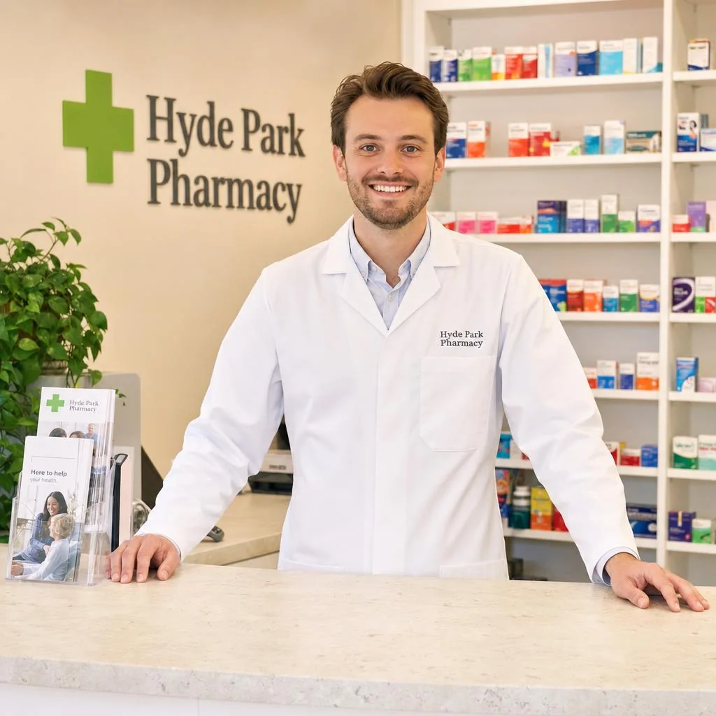 A Hyde Park Pharmacy pharmacist during a confidential consultation