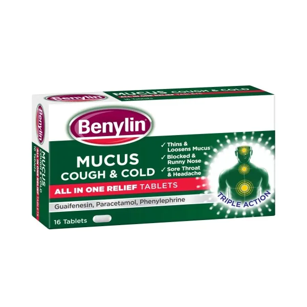 Benylin Mucus Cough & Cold All in One Relief Tablets 16