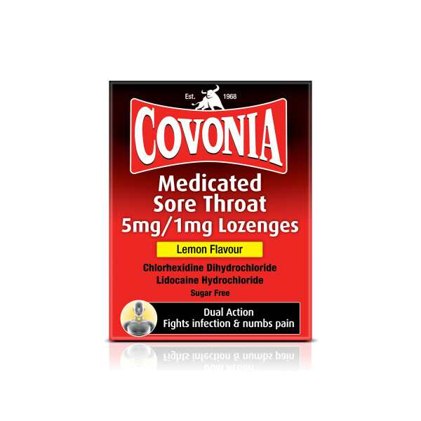 Covonia Medicated Sore Throat Lozenges Lemon 5mg/1mg 36