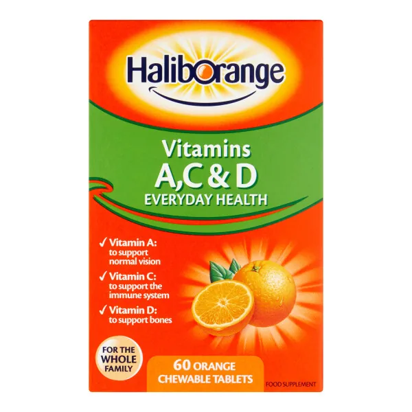 Haliborange Vitamins A, C & D Orange Chewable Tablets 60