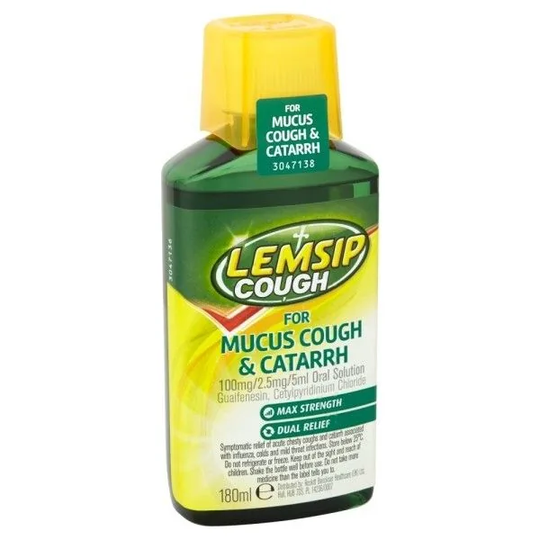Lemsip Cough for Mucus Cough & Catarrh Oral Solution 180ml