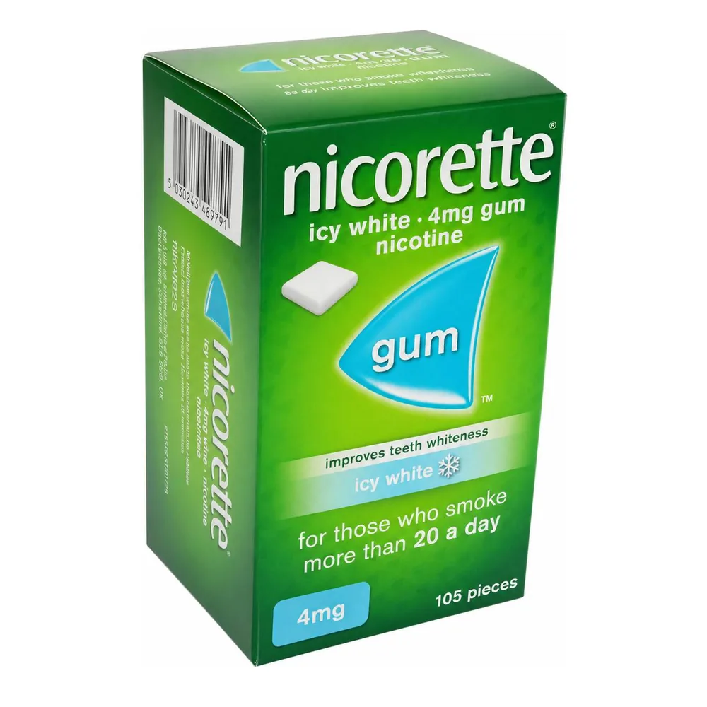 Nicorette Icy White 4mg Gum 105 Pieces