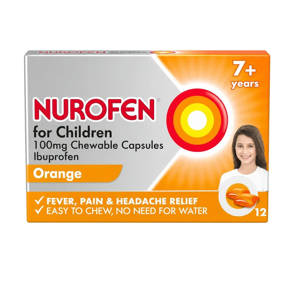 Nurofen for Children 100mg Chewable Capsules Orange 12
