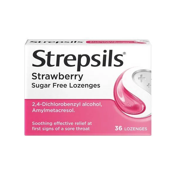 Strepsils Strawberry Sugar-Free Lozenges 36