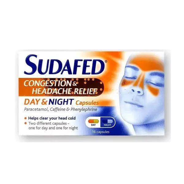 Sudafed Congestion & Headache Relief Day & Night Capsules 16
